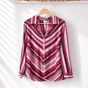 Studio 1940 Size 18/20 Polyester Spandex Stripe Button Down Shirt